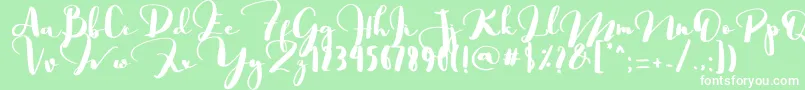 フォントSaligra – 緑の背景に白い文字
