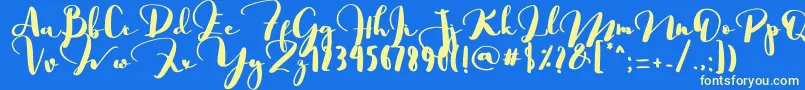 Czcionka Saligra – żółte czcionki na niebieskim tle