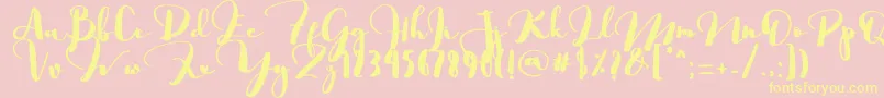 Saligra-Schriftart – Gelbe Schriften auf rosa Hintergrund