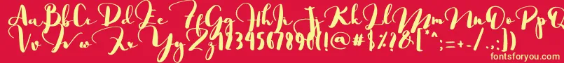 Saligra-fontti – keltaiset fontit punaisella taustalla