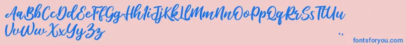 Salika-Schriftart – Blaue Schriften auf rosa Hintergrund