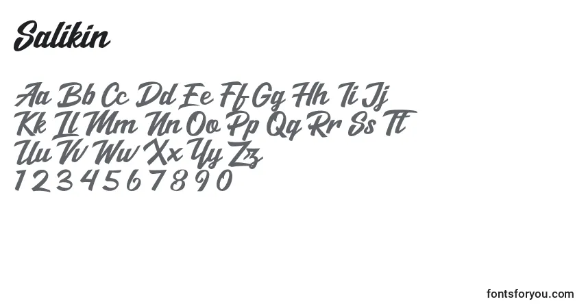 Schriftart Salikin – Alphabet, Zahlen, spezielle Symbole