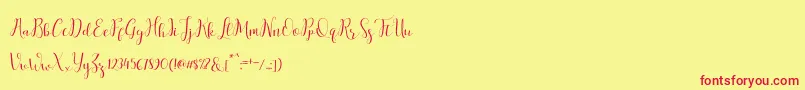 フォントsalitascript – 赤い文字の黄色い背景