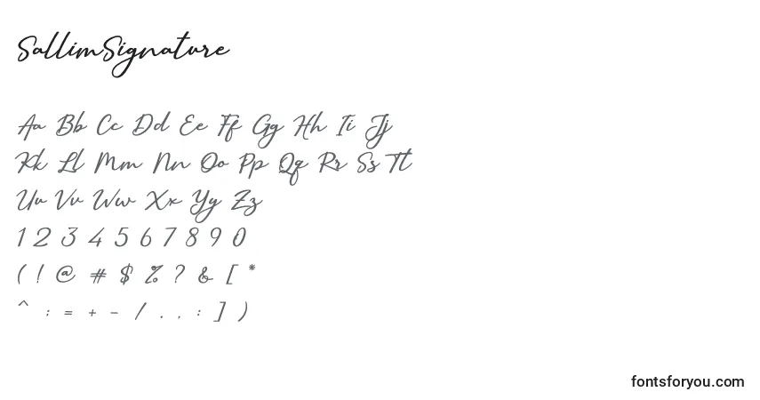 Schriftart SallimSignature – Alphabet, Zahlen, spezielle Symbole