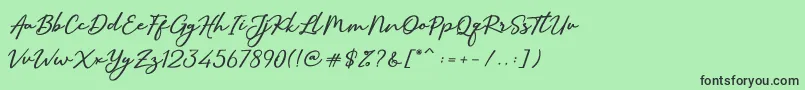 フォントSallimSignature – 緑の背景に黒い文字