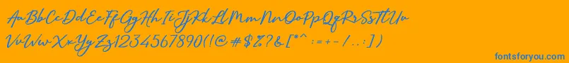 SallimSignature-Schriftart – Blaue Schriften auf orangefarbenem Hintergrund