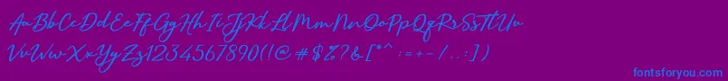 SallimSignature-Schriftart – Blaue Schriften auf violettem Hintergrund