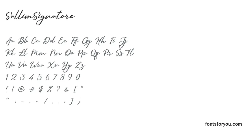 Czcionka SallimSignature (139489) – alfabet, cyfry, specjalne znaki