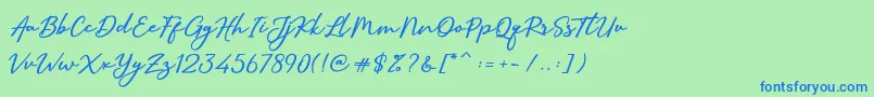 フォントSallimSignature – 青い文字は緑の背景です。