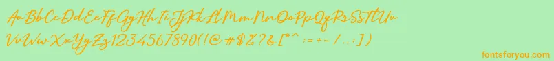 SallimSignature-Schriftart – Orangefarbene Schriften auf grünem Hintergrund