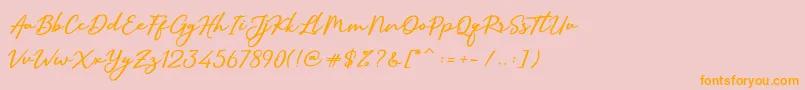 SallimSignature-Schriftart – Orangefarbene Schriften auf rosa Hintergrund