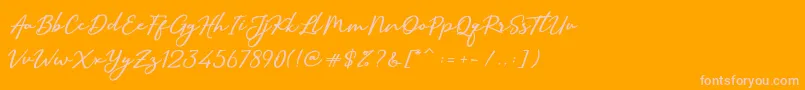 SallimSignature-Schriftart – Rosa Schriften auf orangefarbenem Hintergrund