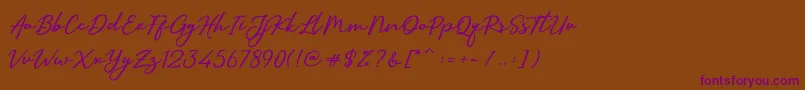 SallimSignature-Schriftart – Violette Schriften auf braunem Hintergrund