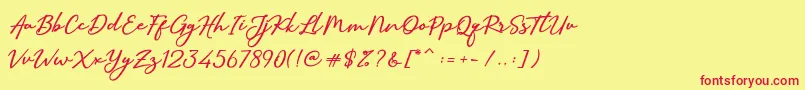 フォントSallimSignature – 赤い文字の黄色い背景