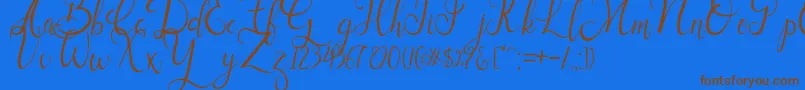 Sallisa-Schriftart – Braune Schriften auf blauem Hintergrund