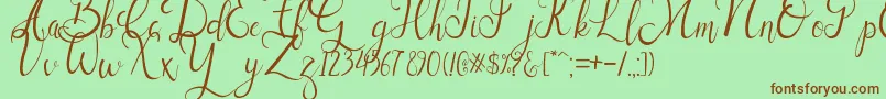 Sallisa-Schriftart – Braune Schriften auf grünem Hintergrund