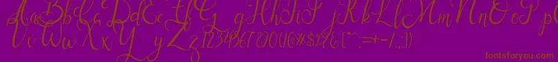 Sallisa-Schriftart – Braune Schriften auf violettem Hintergrund