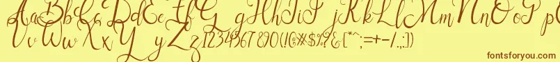 Sallisa-Schriftart – Braune Schriften auf gelbem Hintergrund