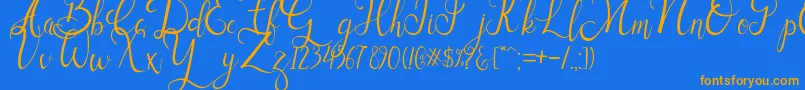 Sallisa-fontti – oranssit fontit sinisellä taustalla