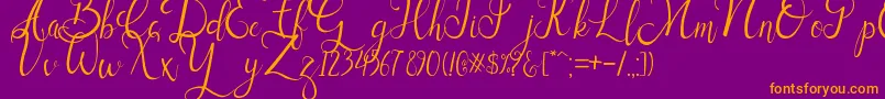 Sallisa-fontti – oranssit fontit violetilla taustalla
