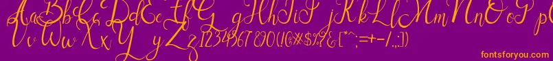 Sallisa-Schriftart – Orangefarbene Schriften auf violettem Hintergrund