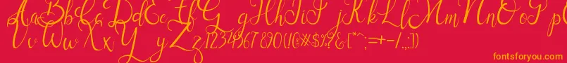 フォントSallisa – 赤い背景にオレンジの文字