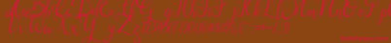 Czcionka Sallisa – czerwone czcionki na brązowym tle