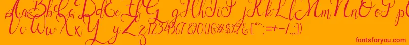 Czcionka Sallisa – czerwone czcionki na pomarańczowym tle