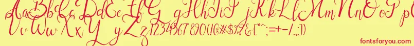 フォントSallisa – 赤い文字の黄色い背景