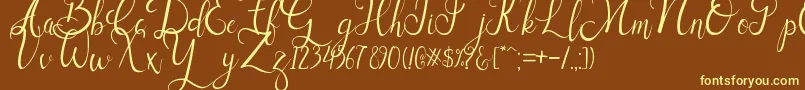 Sallisa-Schriftart – Gelbe Schriften auf braunem Hintergrund