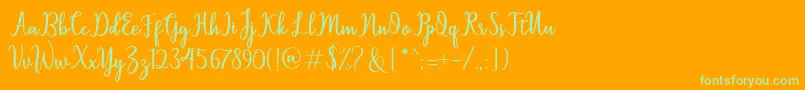 Sallita-Schriftart – Grüne Schriften auf orangefarbenem Hintergrund