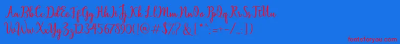 Sallita-Schriftart – Rote Schriften auf blauem Hintergrund