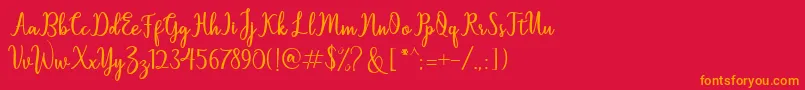 フォントSallita – 赤い背景にオレンジの文字