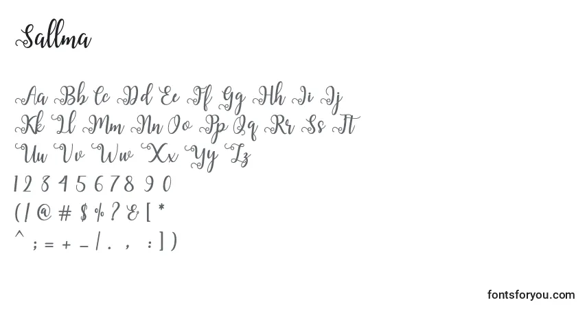 Шрифт Sallma – алфавит, цифры, специальные символы