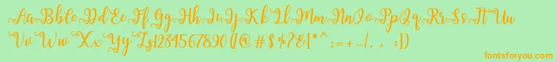 Sallma-Schriftart – Orangefarbene Schriften auf grünem Hintergrund