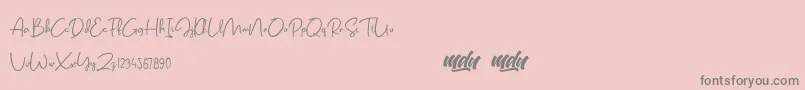 Salmon Script   FREE PERSONAL USE-Schriftart – Graue Schriften auf rosa Hintergrund