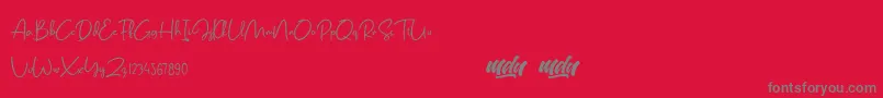 Salmon Script   FREE PERSONAL USE Font – Gray Fonts on Red Background