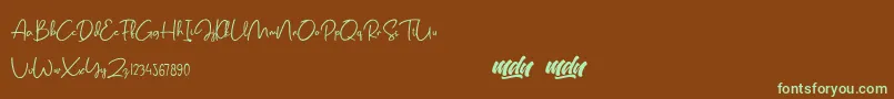 Шрифт Salmon Script   FREE PERSONAL USE – зелёные шрифты на коричневом фоне