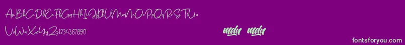 fuente Salmon Script   FREE PERSONAL USE – Fuentes Verdes Sobre Fondo Morado