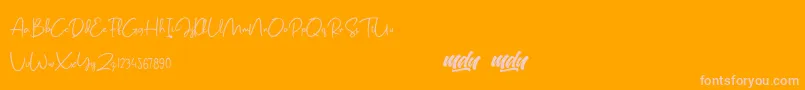 Salmon Script   FREE PERSONAL USE-Schriftart – Rosa Schriften auf orangefarbenem Hintergrund