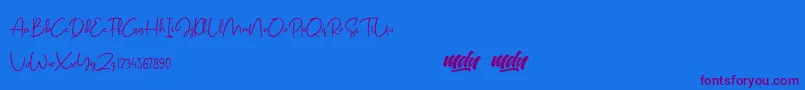 Salmon Script   FREE PERSONAL USE-Schriftart – Violette Schriften auf blauem Hintergrund