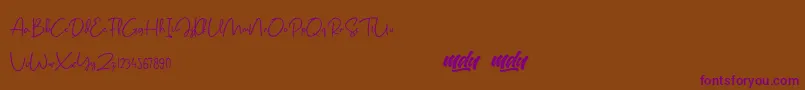 Salmon Script   FREE PERSONAL USE-Schriftart – Violette Schriften auf braunem Hintergrund