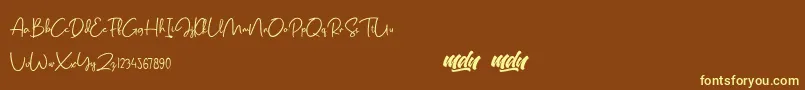 Шрифт Salmon Script   FREE PERSONAL USE – жёлтые шрифты на коричневом фоне