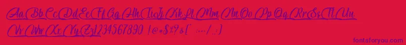 Salmon White   Personal Use-Schriftart – Violette Schriften auf rotem Hintergrund