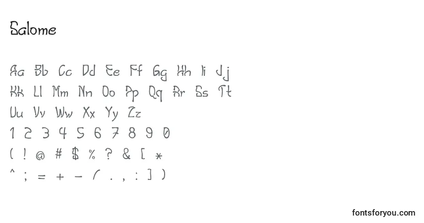 Czcionka Salome – alfabet, cyfry, specjalne znaki