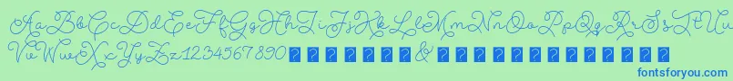 AbigailscriptdemoRegular-Schriftart – Blaue Schriften auf grünem Hintergrund