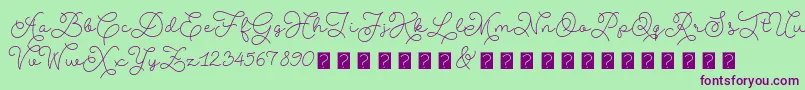 AbigailscriptdemoRegular-Schriftart – Violette Schriften auf grünem Hintergrund