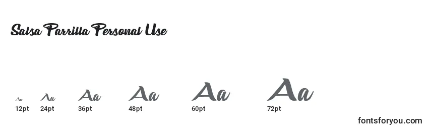 Salsa Parrilla Personal Use Font Sizes