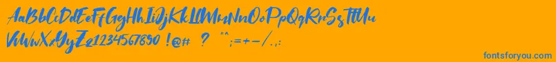 Saltino-Schriftart – Blaue Schriften auf orangefarbenem Hintergrund
