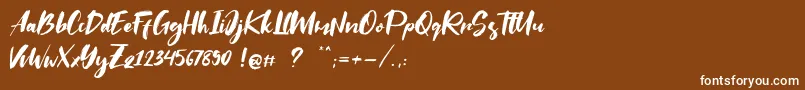 Saltino-Schriftart – Weiße Schriften auf braunem Hintergrund